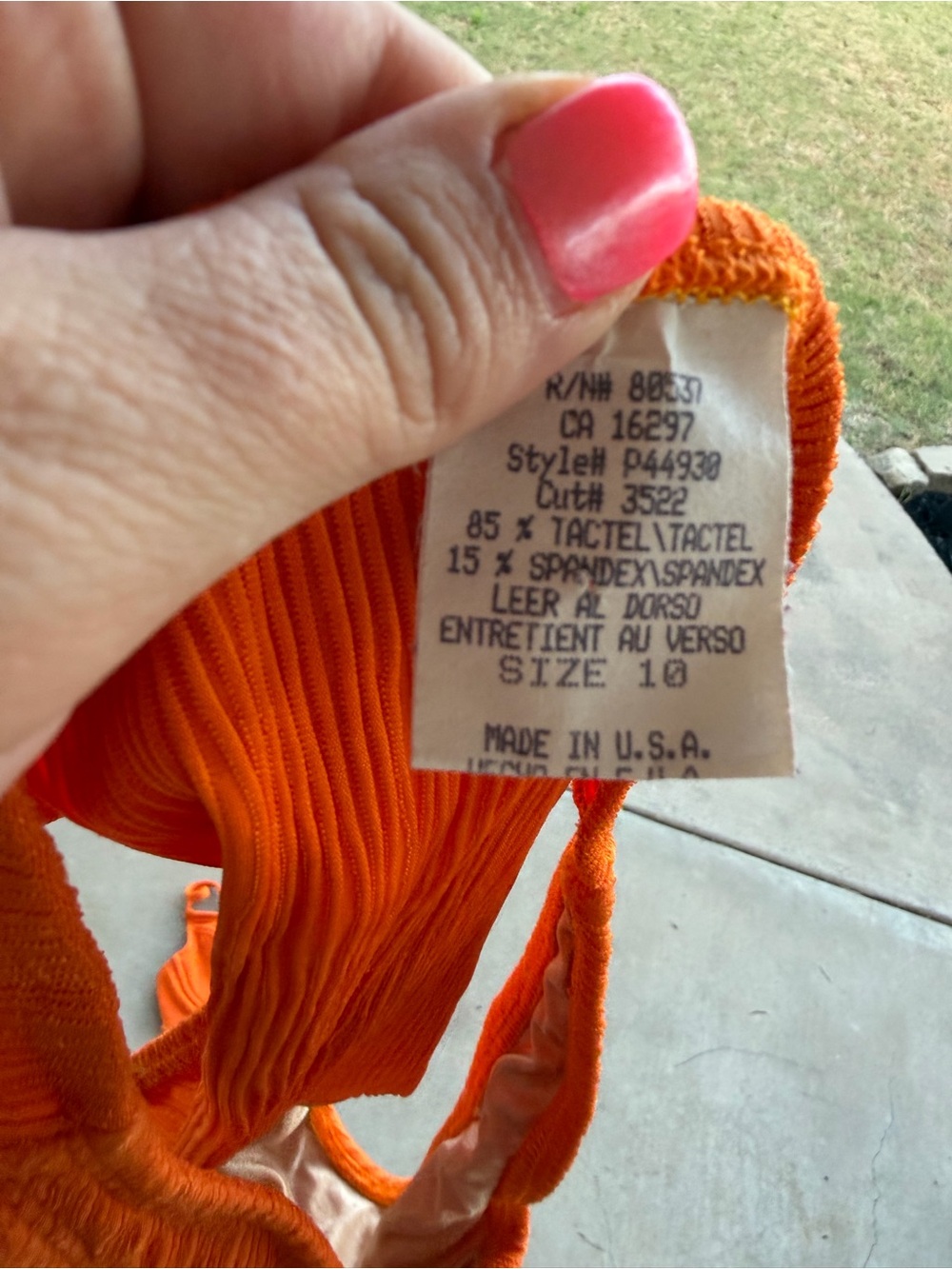 Orange Ribbed Bikini Set - Picture 5 of 7
